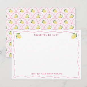 Moderne Hübsche Rosa Wavy Border Citrus Baby Dusch Dankeskarte