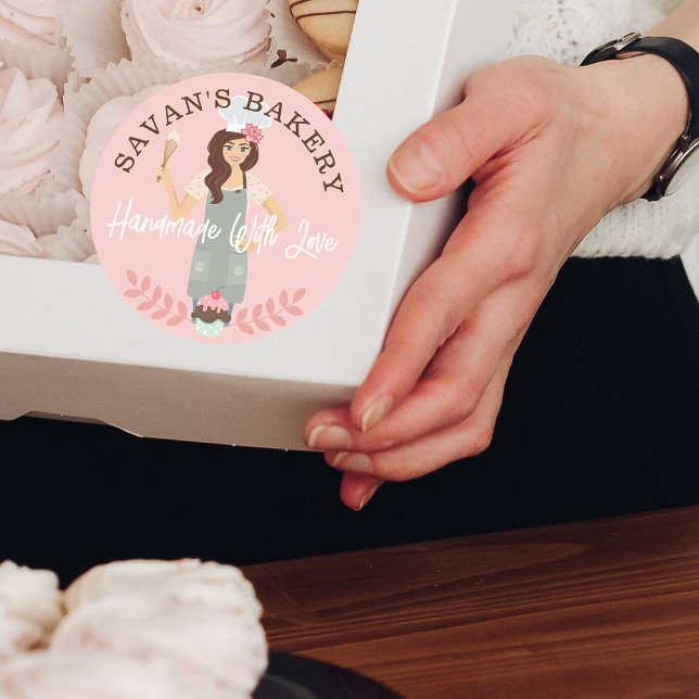 Moderne Hübsche Süßbäckerei aus Liebe Runder Aufkleber (Von Creator hochgeladen)