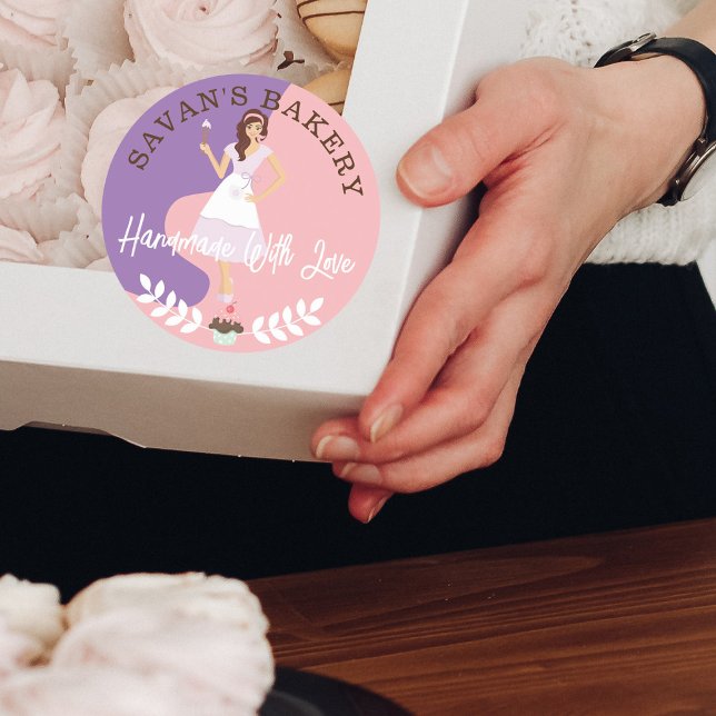 Moderne Hübsche Süßbäckerei aus Liebe Runder Aufkleber (Von Creator hochgeladen)
