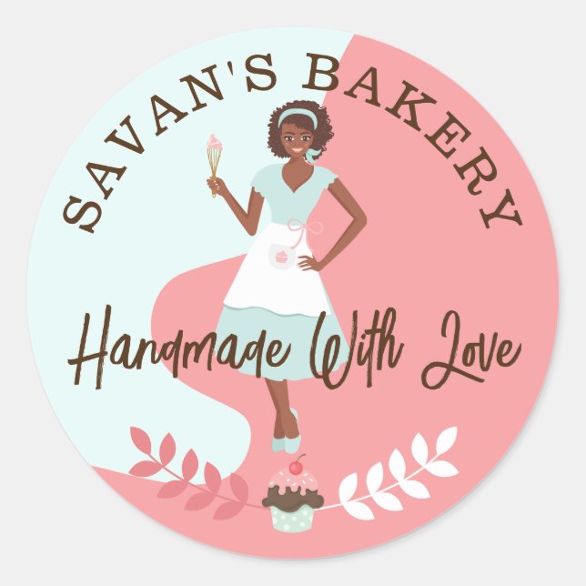 Moderne Hübsche Süßbäckerei aus Liebe Runder Aufkleber (Vorderseite)