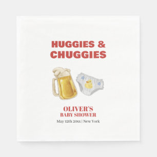 Moderne Huggies Chuggies Bierwindel Baby Shower Serviette