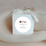 Moderne HühnerGastgeschenk Hochzeit Runder Aufkleber<br><div class="desc">Moderne und rustikale botanische Gastgeschenk Hochzeit Aufkleber mit Aquarellbild für Hühner und Küken. Passen Sie dieses Produkt an,  indem Sie den Namen des Paares unten hinzufügen.</div>