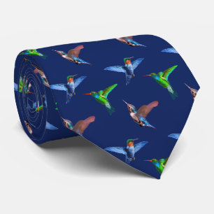 Moderne Hummingbirds auf Navy Blue Krawatte