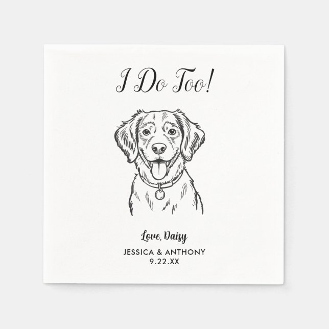 Moderne Hunde-Hochzeits-Cocktailservietten  Serviette (Vorderseite)