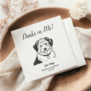 Moderne Hunde-Hochzeits-Cocktailservietten Serviette