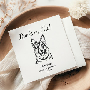 Moderne Hunde-Hochzeits-Cocktailservietten Serviette