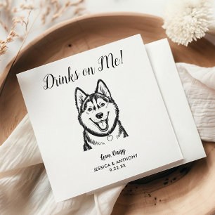Moderne Hunde-Hochzeits-Cocktailservietten Serviette