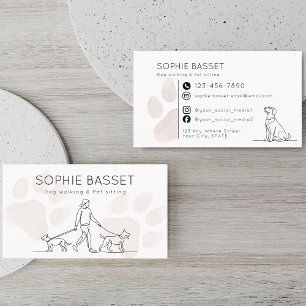 Moderne Hundebetreuung Minimalistischer Pfotenabdr Visitenkarte