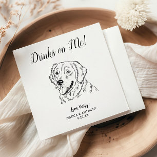 Moderne Hundehochzeits-Cocktailserviette Serviette