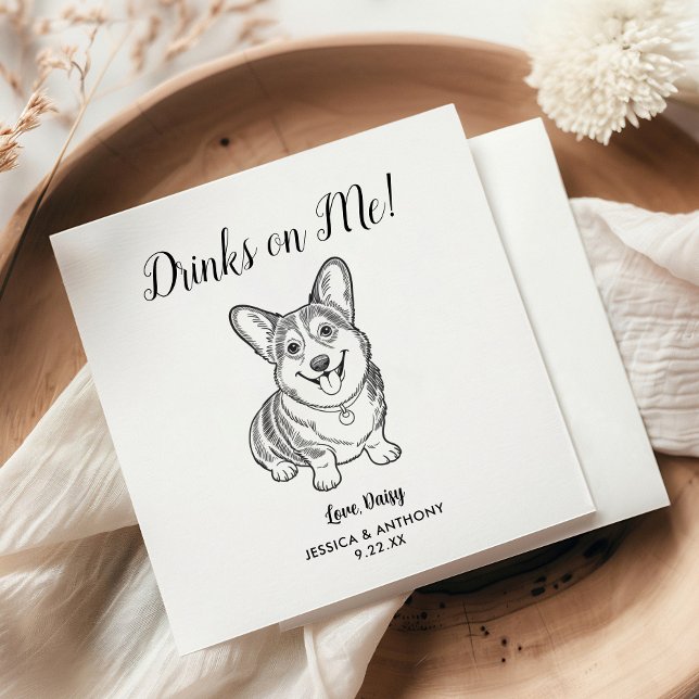 Moderne Hundehochzeits-Cocktailservietten Serviette (Von Creator hochgeladen)