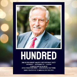 Moderne HUNDRED Foto 100. Geburtstagsparty Einladung