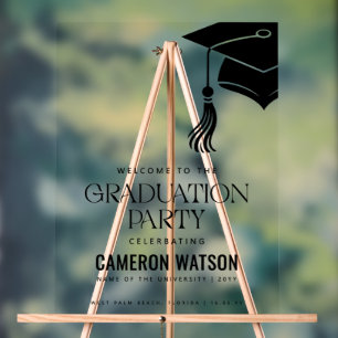 Moderne Hut- und Quasten-Abschlussfeier Begrüßung Acrylschild