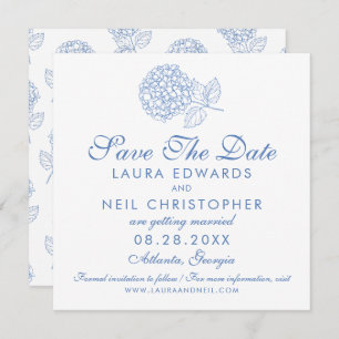 Moderne Hydrangea Dusty Blue Floral Wedding Save The Date