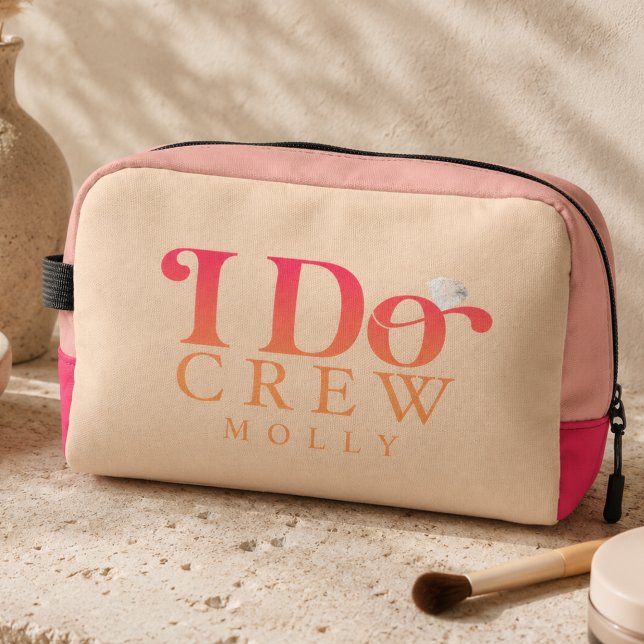 Moderne I Do Crew Sonnenuntergangs-Gradient Brautj Waschbeutel (Modern I Do Crew Sunset Gradient Bridesmaid Kit)