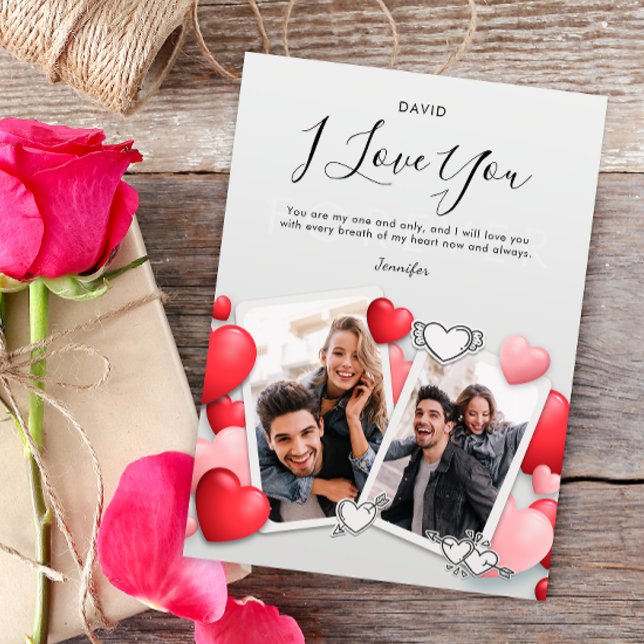 Moderne I Liebe You Foto Holiday Card Dankeskarte (Von Creator hochgeladen)
