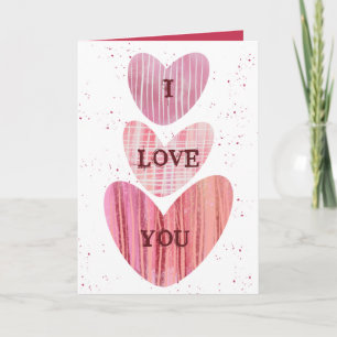 Moderne I Love You Valentinstag Rosa Herzen Karte