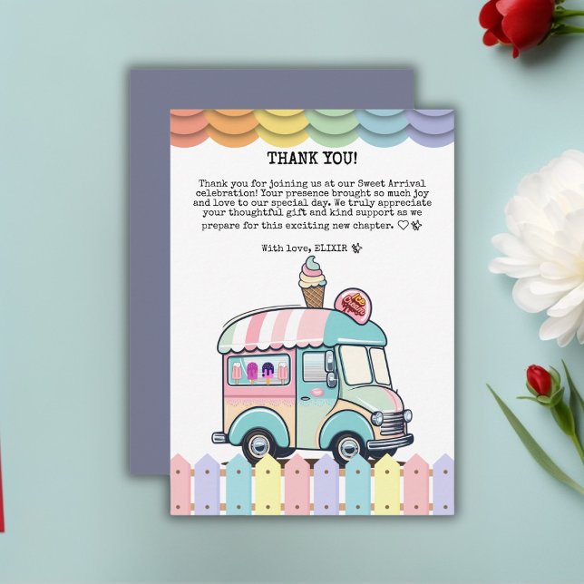 Moderne Ice Cream Truck Sprinkles Babydusche Begleitkarte (Von Creator hochgeladen)