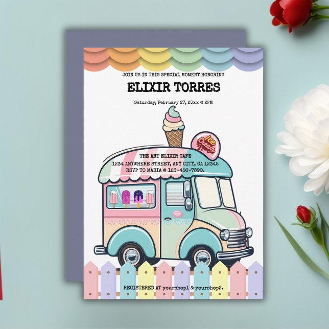 Moderne Ice Cream Truck Sprinkles Babydusche Einladung (Von Creator hochgeladen)