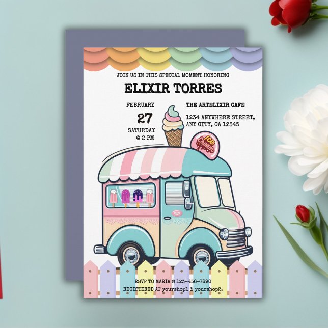 Moderne Ice Cream Truck Sprinkles Babydusche Einladung (Von Creator hochgeladen)