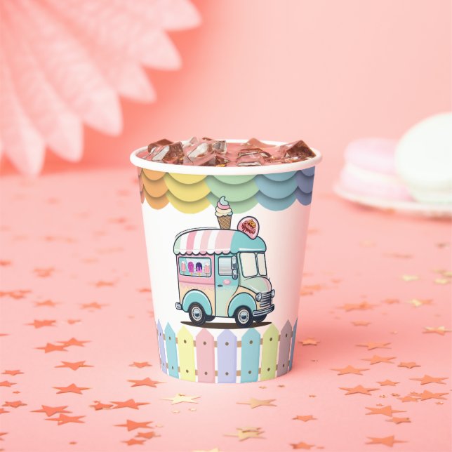 Moderne Ice Cream Truck Sprinkles Babydusche Pappbecher (Insitu)