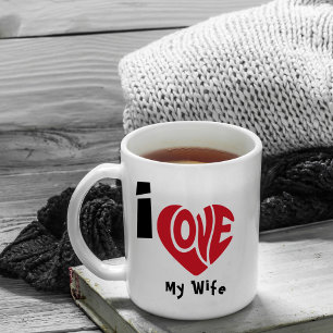 Moderne "Ich liebe rotes Herz"-Zitat Kaffeetasse