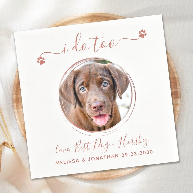 Moderne ich tue zu Rose Gold Pet Foto Hochzeit Serviette (Von Creator hochgeladen)