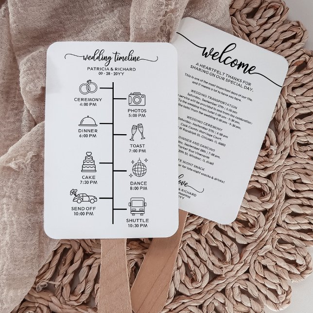 Moderne Icon Hochzeitsprogramm Handfächer Zeitplan (Von Creator hochgeladen)