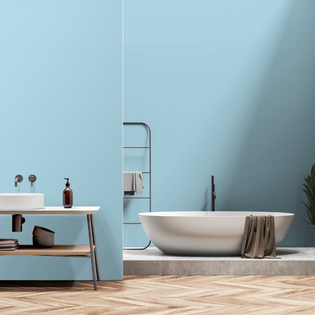 Moderne Icy Blue Schlicht Solid Color Tapete (Badezimmer)
