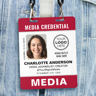 Moderne ID-Foto-Medien-Press-Logo-Sicherheit Rot Ausweis