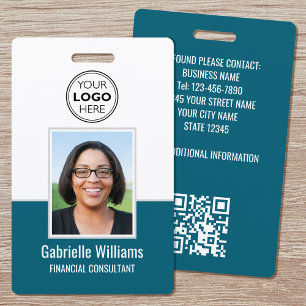 Moderne ID-Foto-Mitarbeiter-QR-Sicherheits-Teal-Au Ausweis