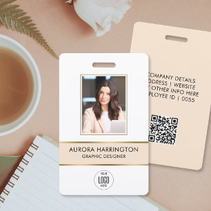 Moderne ID-Karte Beige Gold Mitarbeiter Foto Logo Ausweis