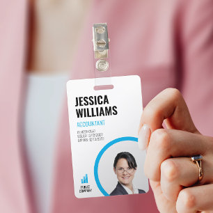 Moderne ID-Karte Minimalistisch Blau Mitarbeiter A Ausweis