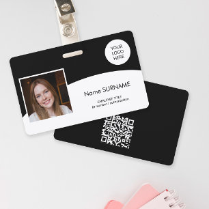 Moderne ID-Karten-Firmenlogo-Foto-QR-Code schwarz Ausweis