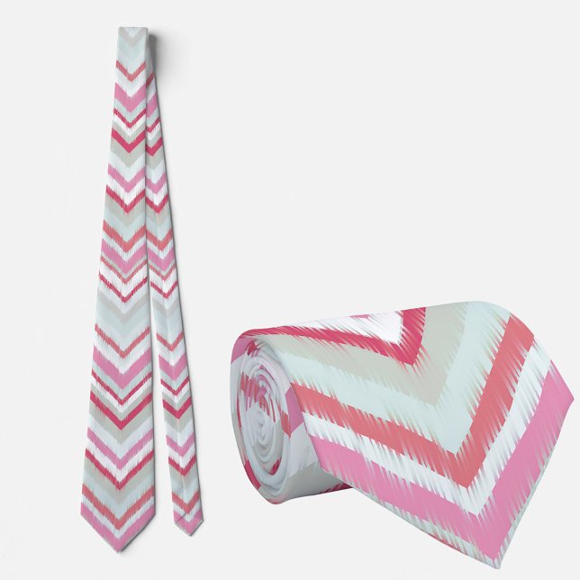 Moderne Ikat-Chevron-Zickzack-Muster Krawatte (Modern Ikat chevron zigzag stripe pattern neck tie)