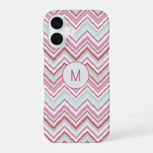 Moderne Ikat-Schrägstreifen-Monogramm-Initiale iPhone 16 Hülle