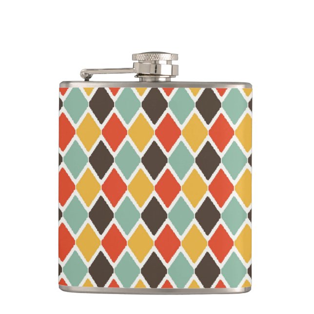 Moderne Ikat-Stammesmode Muster Flachmann (Vorderseite)