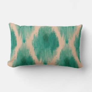 Moderne Ikat Türkis Lendenkissen   Texturiert Boho
