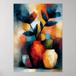 Moderne Ikebana Japanische Geometrische Blumenkuns Poster