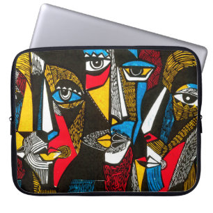 Moderne Illustration im linocut-Stil. Surreal colo Laptopschutzhülle