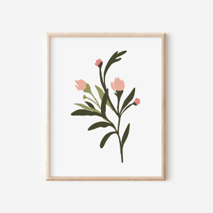 Moderne Illustration von rosa Wildblumen als Kunst Poster