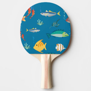 Moderne illustrierte Fische und Seepferdchen Muste Tischtennis Schläger