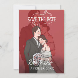 Moderne Illustrierte Hochzeitseinladung Save The Date