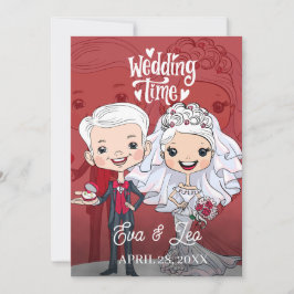 Moderne Illustrierte Hochzeitseinladung Save The Date