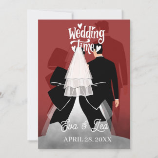 Moderne Illustrierte Hochzeitseinladung Save The Date