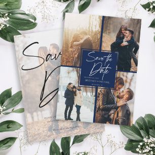Moderne Image Collage Navy Blue Save The Date