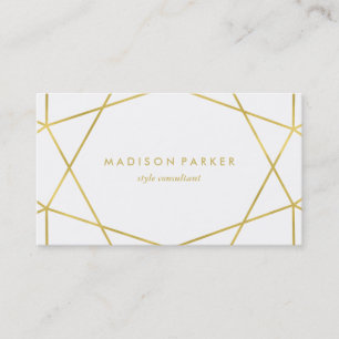 Moderne Imitat Gold Geometrie auf Weiß Visitenkarte