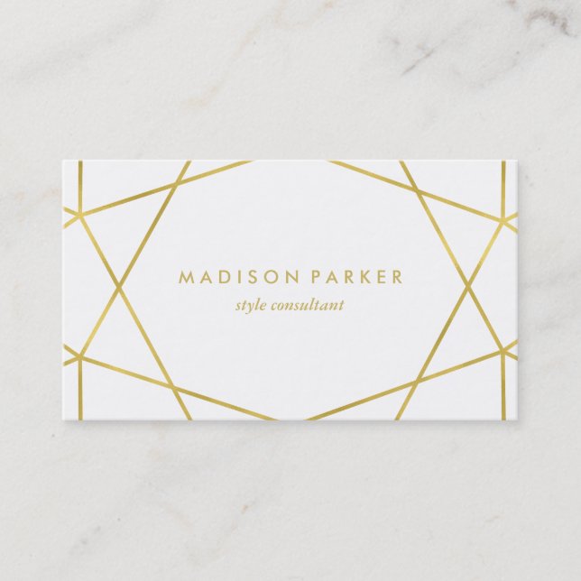 Moderne Imitat Gold Geometrie auf Weiß Visitenkarte (Vorderseite)