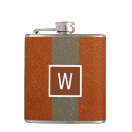 Moderne Imitat Leder Monogram Orange Flachmann