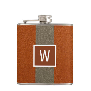 Moderne Imitat Leder Monogram Orange Flachmann