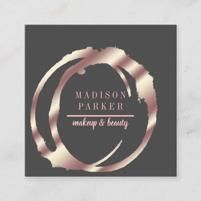 Moderne Imitat Rose Gold Abstrakter Platz Quadratische Visitenkarte (Vorderseite)